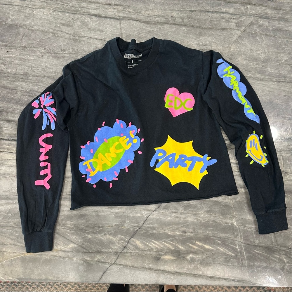EDC by Insomniac Black pop art crop top tshirt